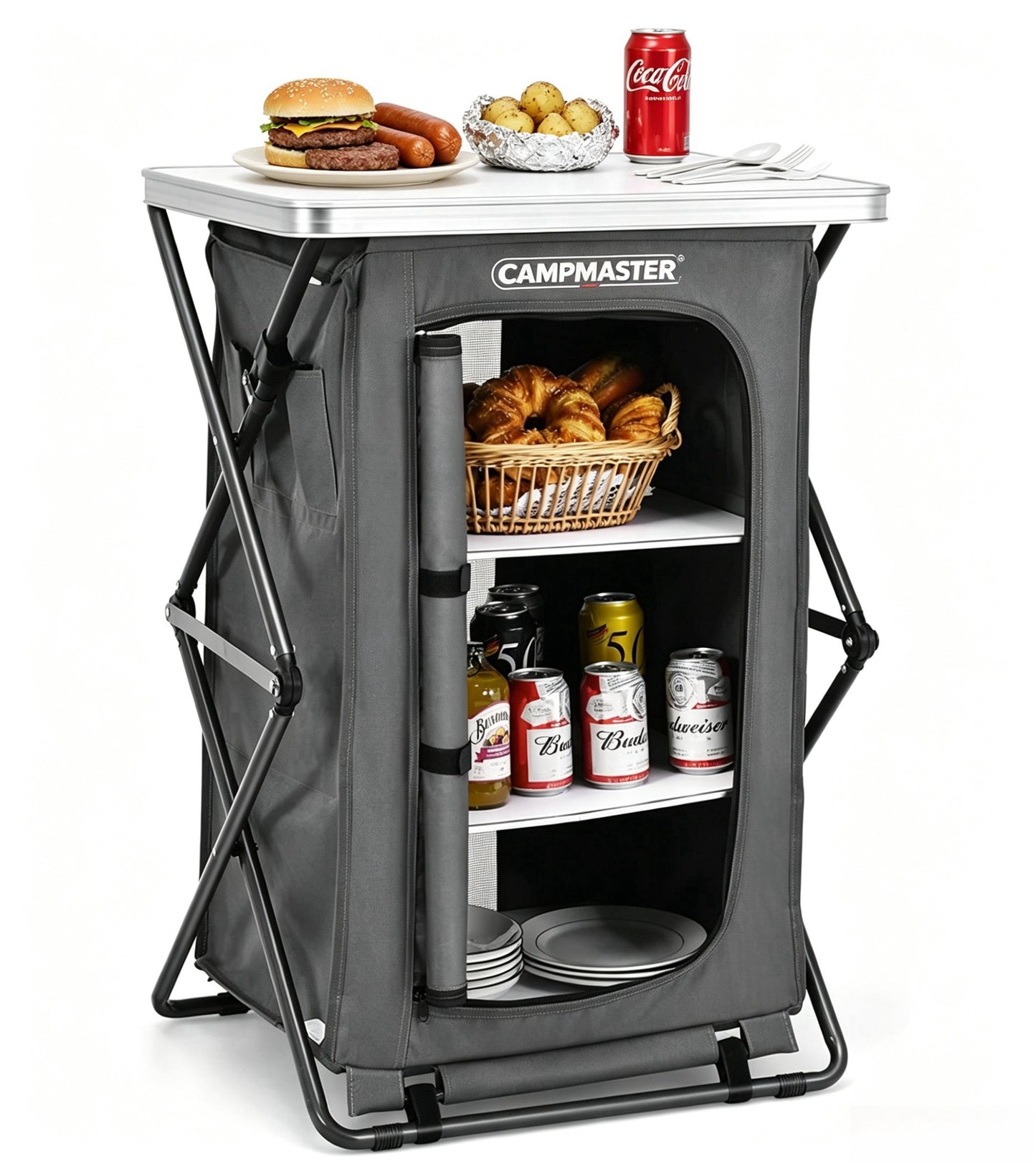 CAMPMASTER 35''H Compact Pop-Up Cupboard for Camping Storage