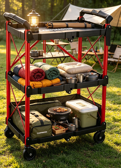 CAMPMASTER Portable Folding Serving Trolleys Cart