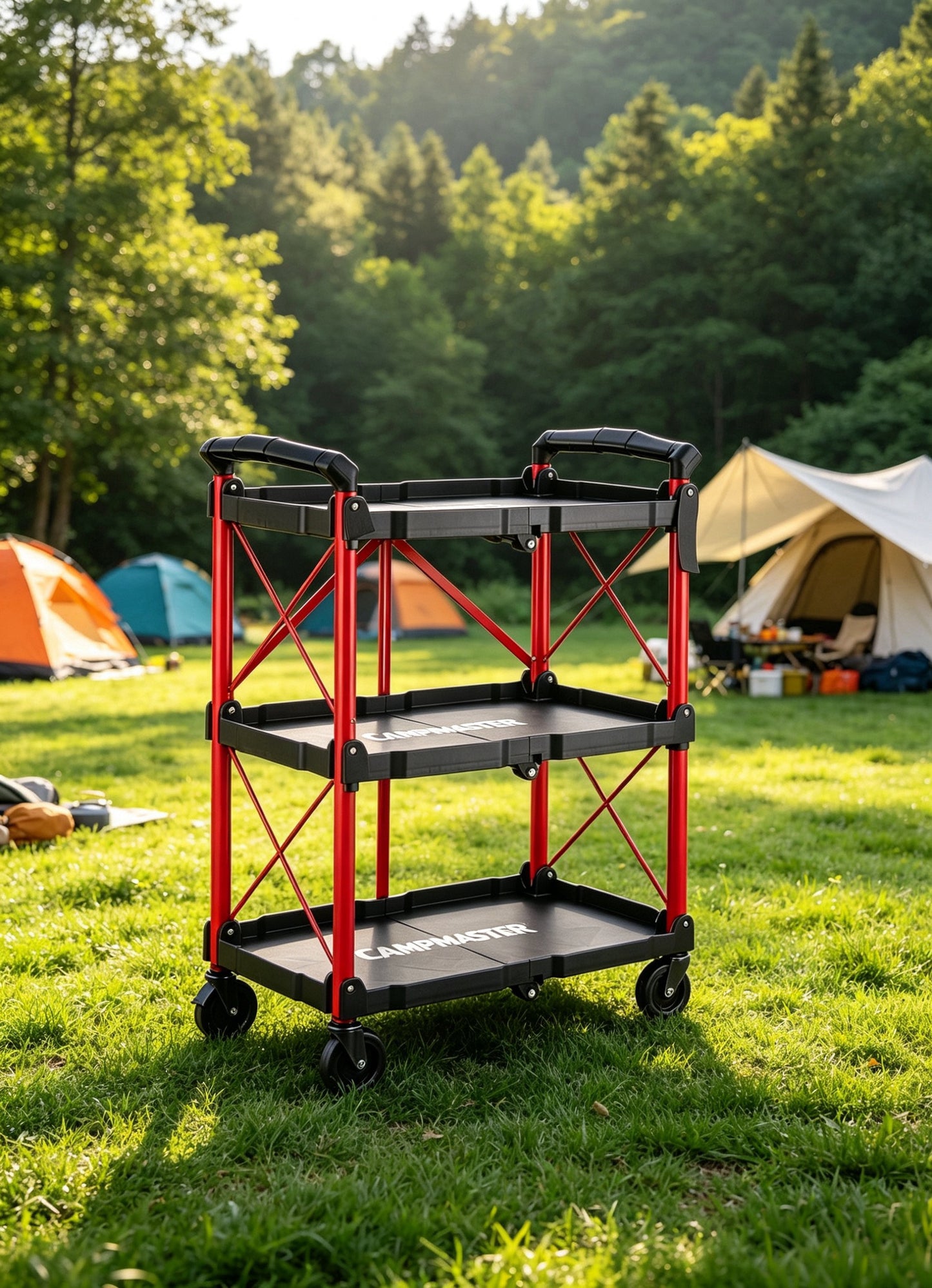 CAMPMASTER Portable Folding Serving Trolleys Cart